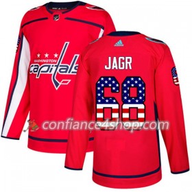 Adidas Maillot de Hockey Washington Capitals Jaromir Jagr 68 2017-2018 Rouge USA Flag Fashion Authentic - Homme